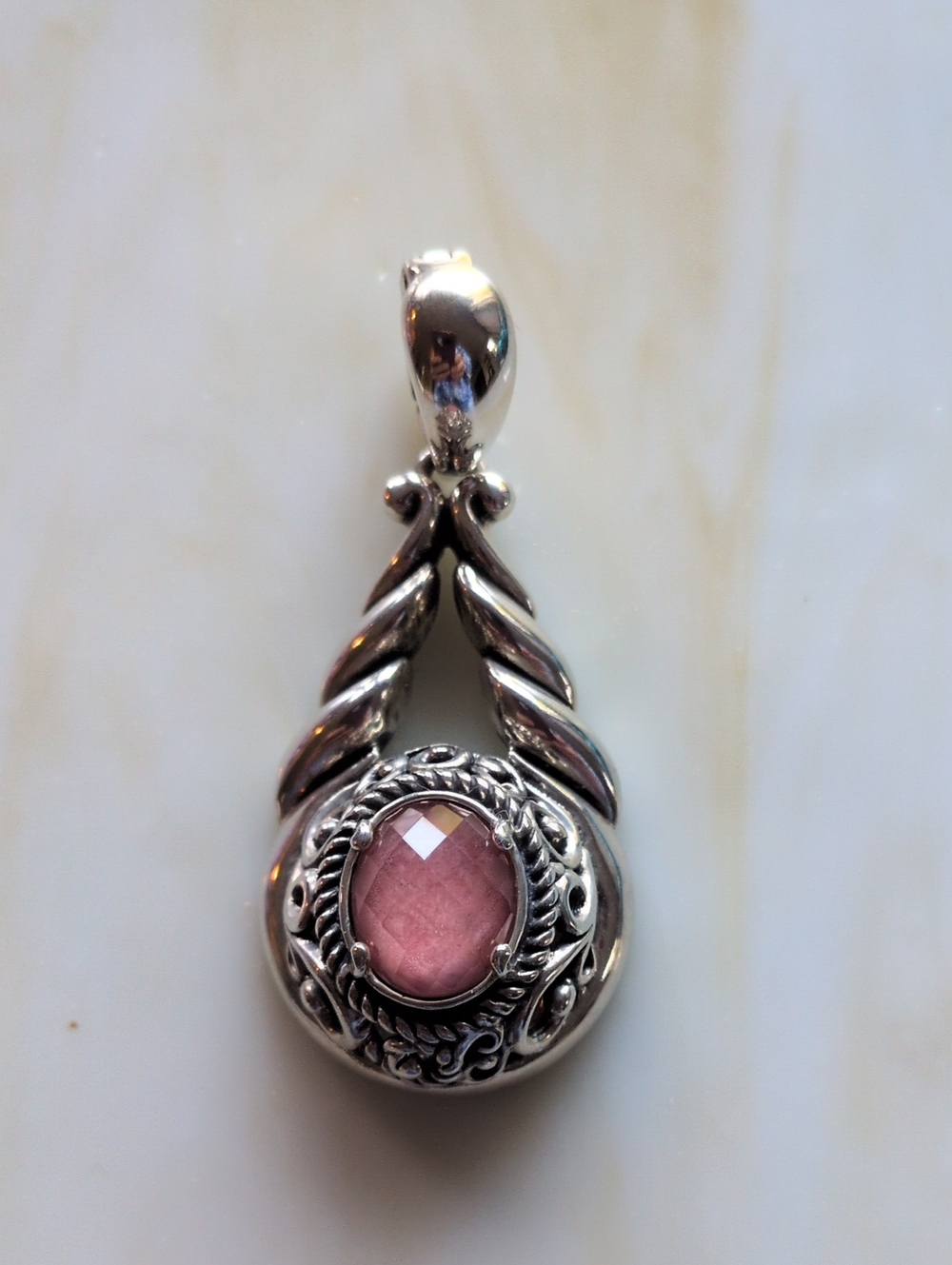 Carolyn Pollack Sterling Rhodonite Doublet Decorated Enhancer Pendant For Women